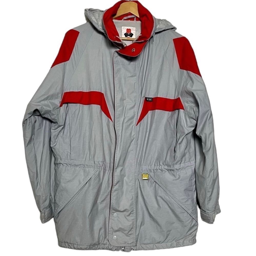 Maul Gore-Tex Cresta Silver Gray Red Jacket Stow Away Hood Germany 48 US Large